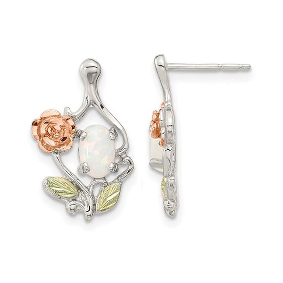 Lab-Created Opal Flower Earrings in Sterling Silver